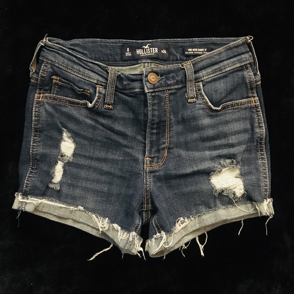 Hollister Mid-Rise Dark Denim Shorts